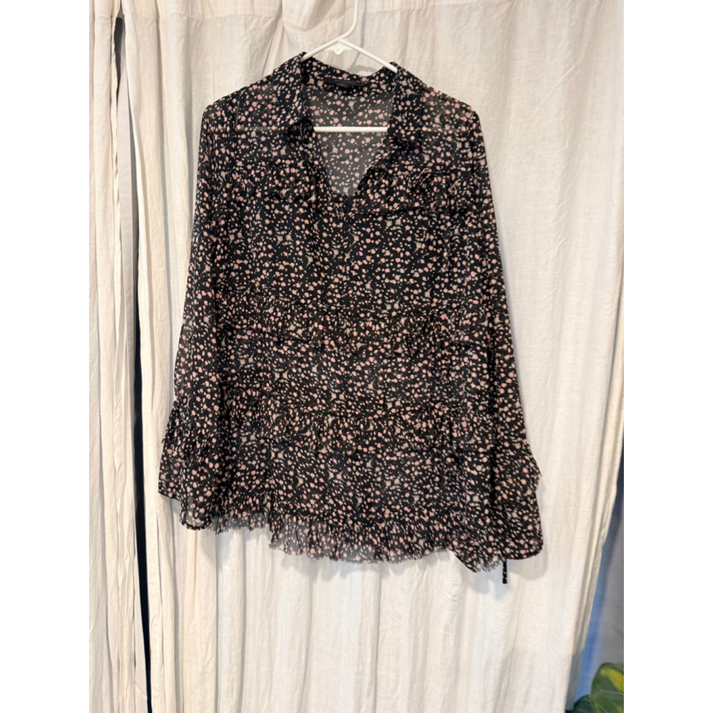 Women's ALLSAINTS Black Pink Floral Blouse L